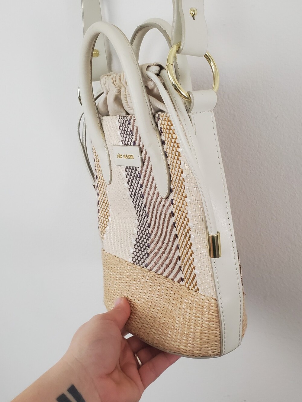 Ted Baker London Mini Cylinder Bucket Bag Woven Raffia In Nude - Picture 5 of 13